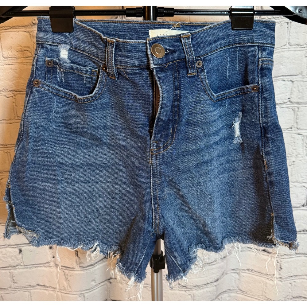 Copper Key Womens High Waisted Distressed Denim Shorts Medium Wash Blue Size‎ 7